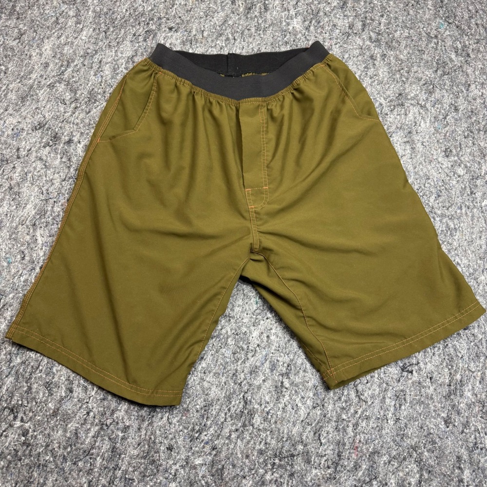 Prana Mens XL Climbing Shorts Olive Green Elastic Waist Made in USA Hiking Bould